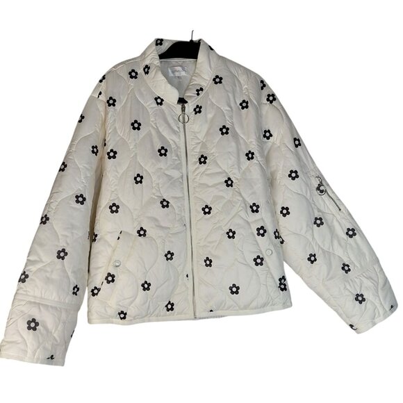 Lovelo Womens White Quilted Floral Puffer Jacket Large - Picture 4 of 13